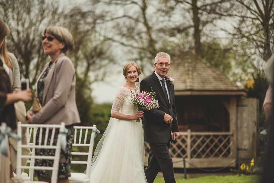 Bride Charlotte wore La Sposa for her elegant, relaxed and romantic South Farm garden wedding. Photography by Matt Penberthy.