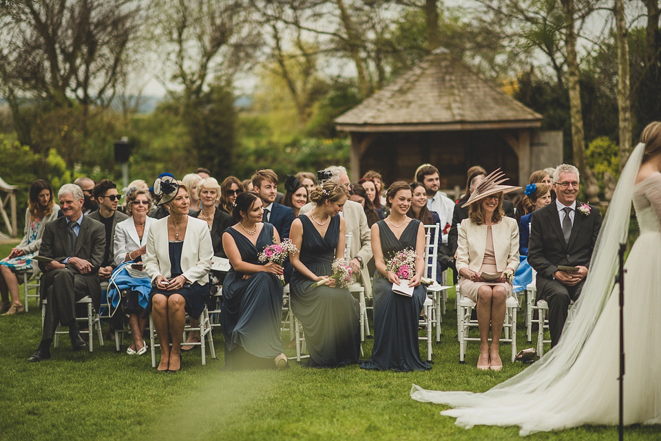 Bride Charlotte wore La Sposa for her elegant, relaxed and romantic South Farm garden wedding. Photography by Matt Penberthy.