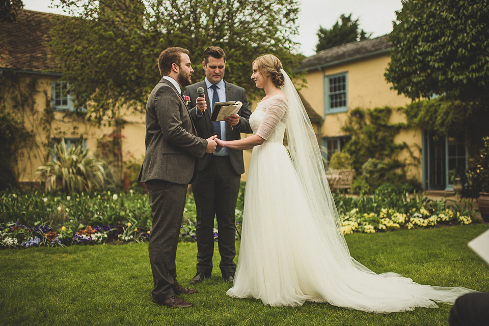 Bride Charlotte wore La Sposa for her elegant, relaxed and romantic South Farm garden wedding. Photography by Matt Penberthy.
