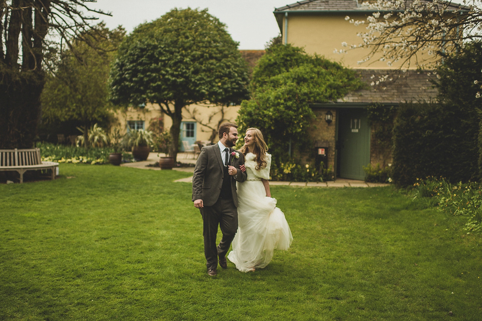 Bride Charlotte wore La Sposa for her elegant, relaxed and romantic South Farm garden wedding. Photography by Matt Penberthy.