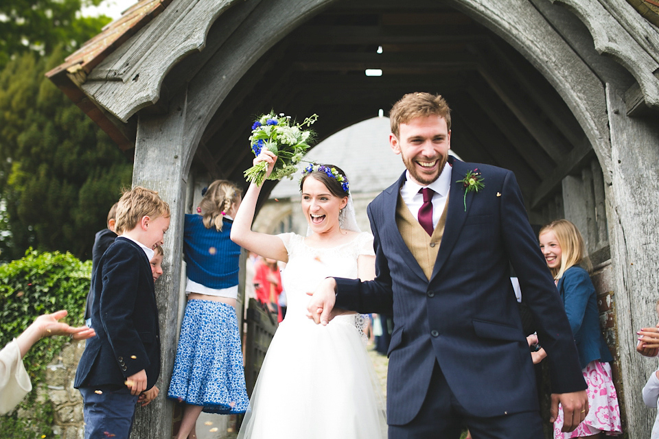 An Heirloom Veil for a Colourful, Homespun, Country Garden Wedding. Photography by Luvvy Hukins.