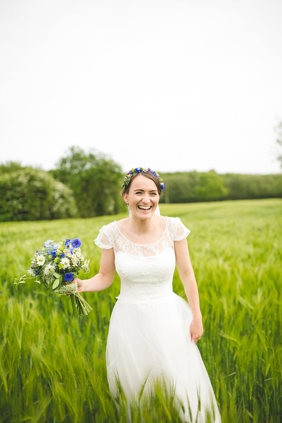 An Heirloom Veil for a Colourful, Homespun, Country Garden Wedding. Photography by Luvvy Hukins.