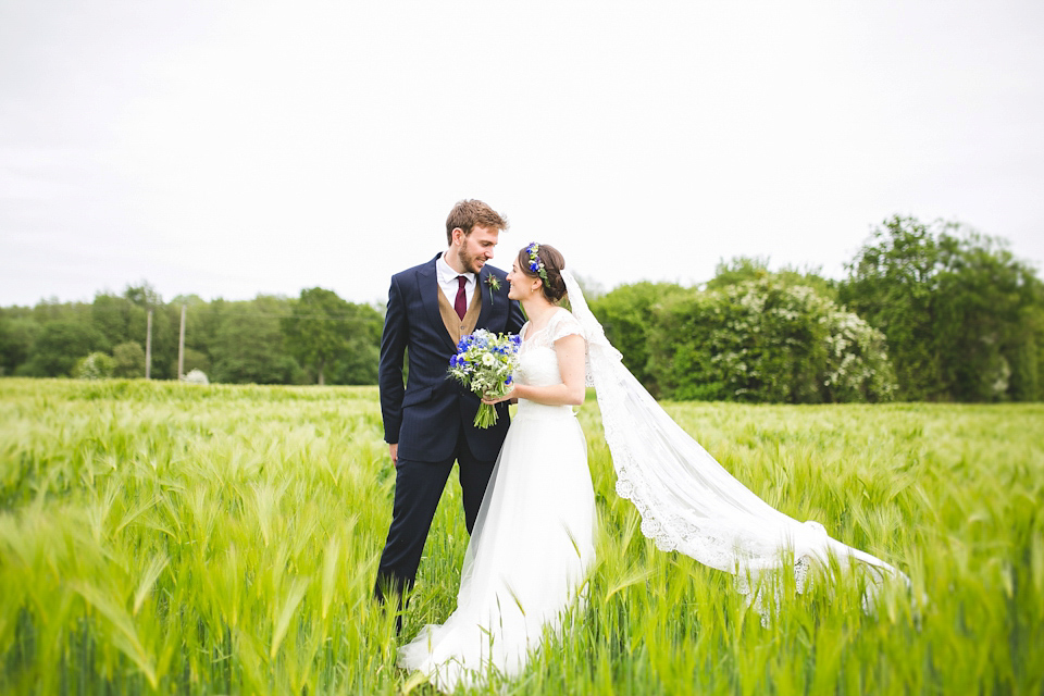 An Heirloom Veil for a Colourful, Homespun, Country Garden Wedding. Photography by Luvvy Hukins.