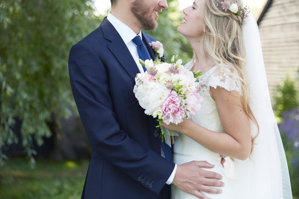 Pale Pink Peonies For A Priory Barn and English Country Garden Wedding