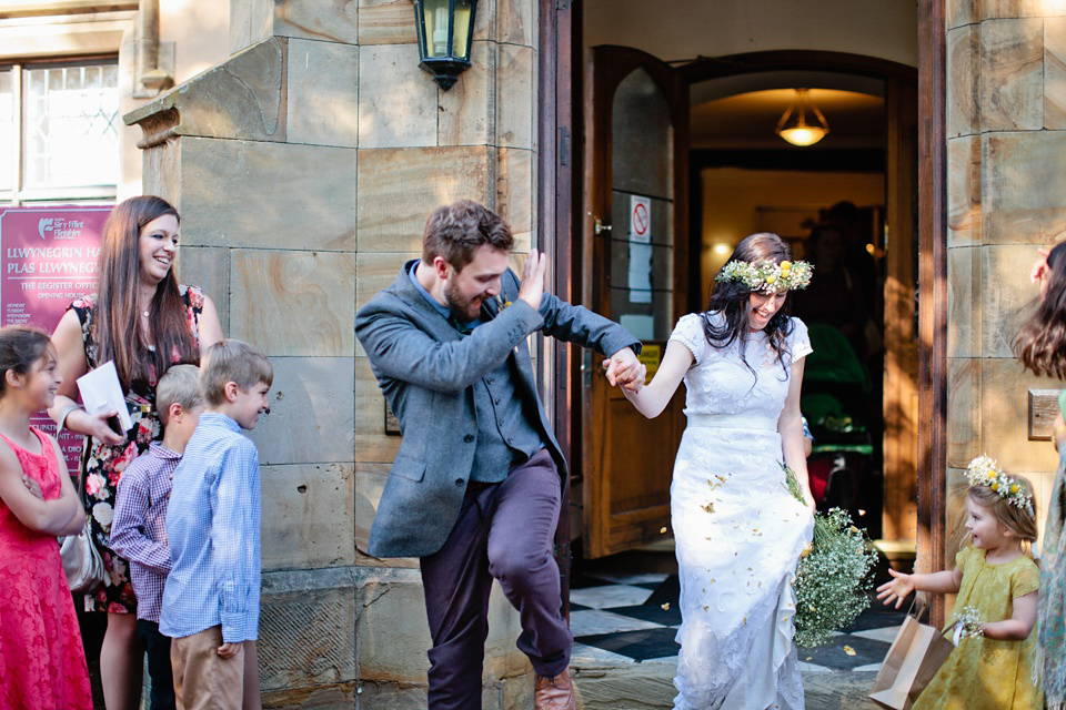 A Phase Eight Dress for a Good Life Festival Wedding in Wales. Images by Green Antlers Photography.