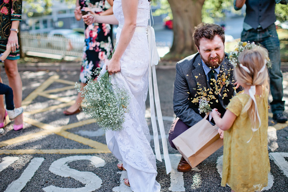 A Phase Eight Dress for a Good Life Festival Wedding in Wales. Images by Green Antlers Photography.