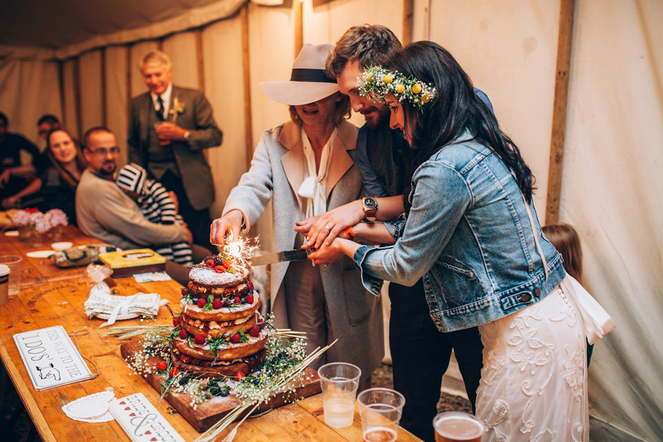 A Phase Eight Dress for a Good Life Festival Wedding in Wales. Images by Green Antlers Photography.