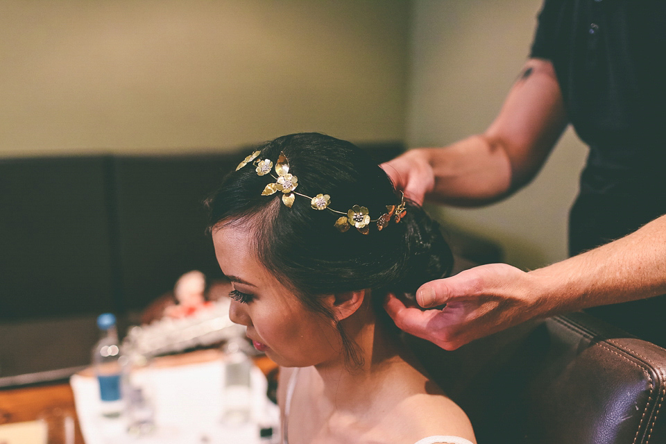 A Floral Gown and Pug Flowerdog for a Colourful and Vintage Inspired Black Tie Wedding, photography by Emma Boileau.