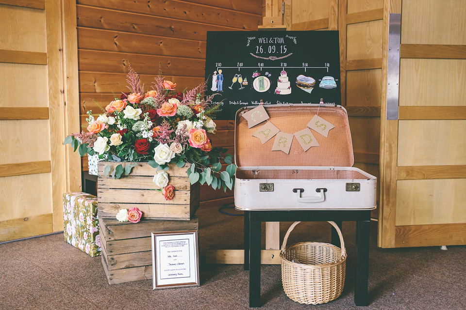 A Floral Gown and Pug Flowerdog for a Colourful and Vintage Inspired Black Tie Wedding, photography by Emma Boileau.