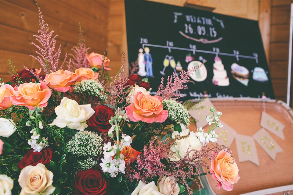 A Floral Gown and Pug Flowerdog for a Colourful and Vintage Inspired Black Tie Wedding, photography by Emma Boileau.