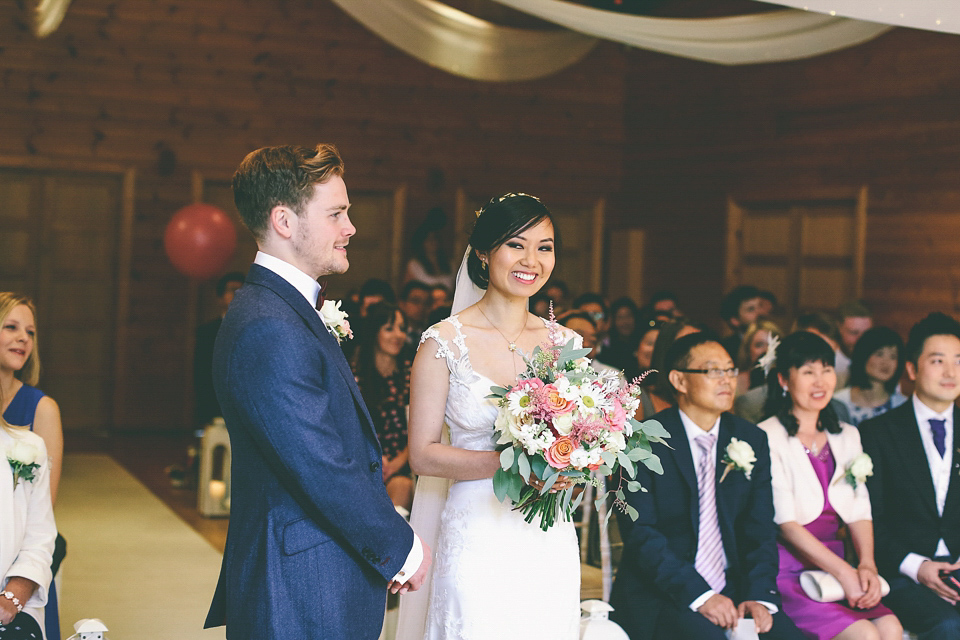 A Floral Gown and Pug Flowerdog for a Colourful and Vintage Inspired Black Tie Wedding, photography by Emma Boileau.