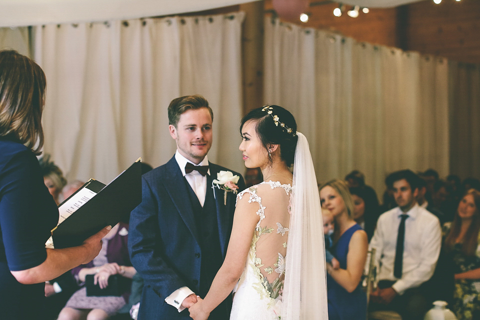 A Floral Gown and Pug Flowerdog for a Colourful and Vintage Inspired Black Tie Wedding, photography by Emma Boileau.