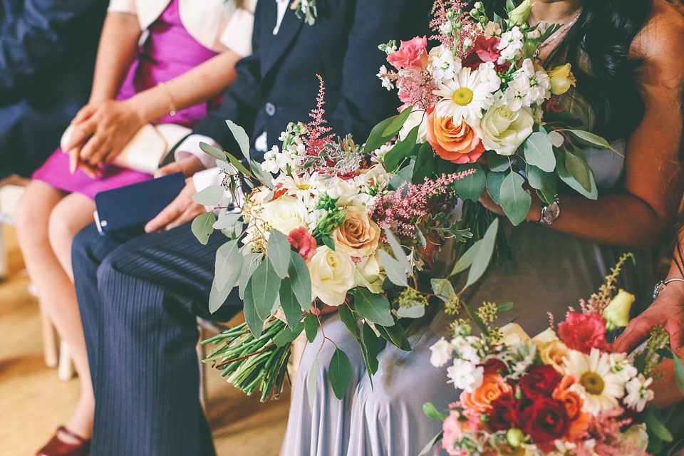 A Floral Gown and Pug Flowerdog for a Colourful and Vintage Inspired Black Tie Wedding, photography by Emma Boileau.