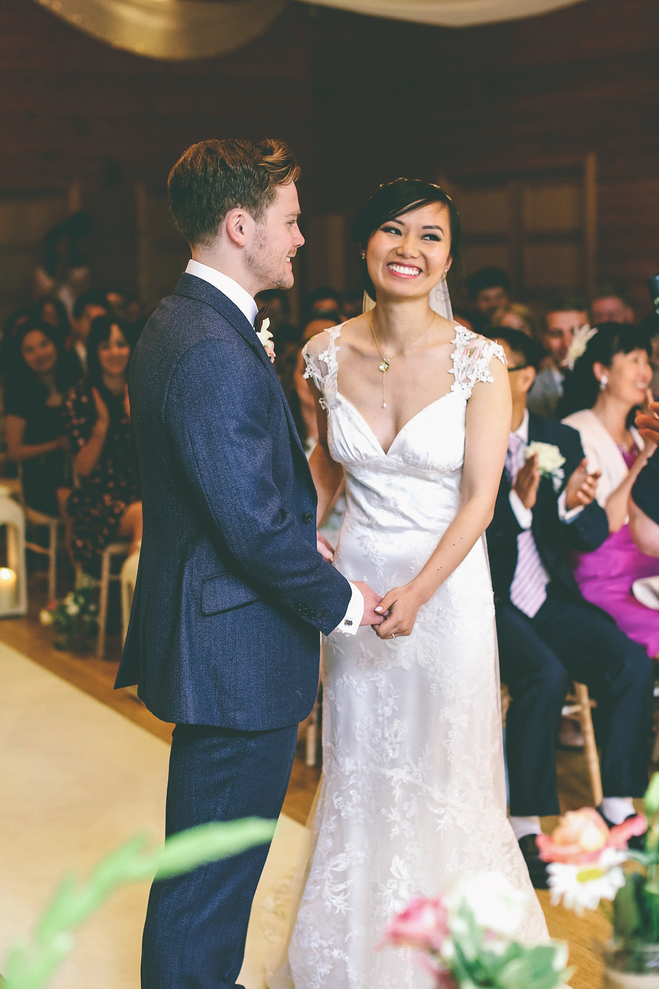 A Floral Gown and Pug Flowerdog for a Colourful and Vintage Inspired Black Tie Wedding, photography by Emma Boileau.