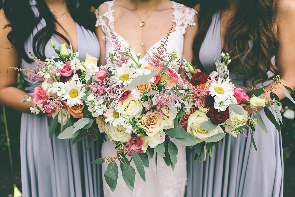 A Floral Gown and Pug Flowerdog for a Colourful and Vintage Inspired Black Tie Wedding, photography by Emma Boileau.