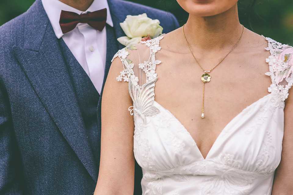 A Floral Gown and Pug Flowerdog for a Colourful and Vintage Inspired Black Tie Wedding, photography by Emma Boileau.