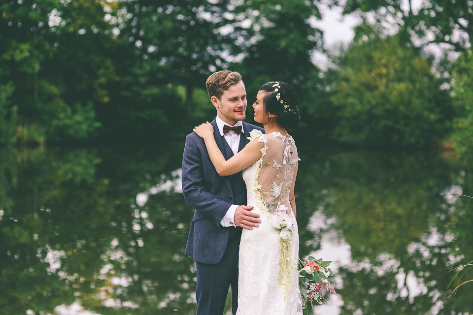 A Floral Gown and Pug Flowerdog for a Colourful and Vintage Inspired Black Tie Wedding, photography by Emma Boileau.