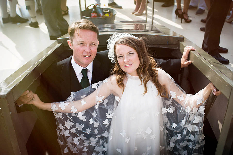 A Kaviar Gauche Butterfly Gown for a Boat Wedding in Amsterdam