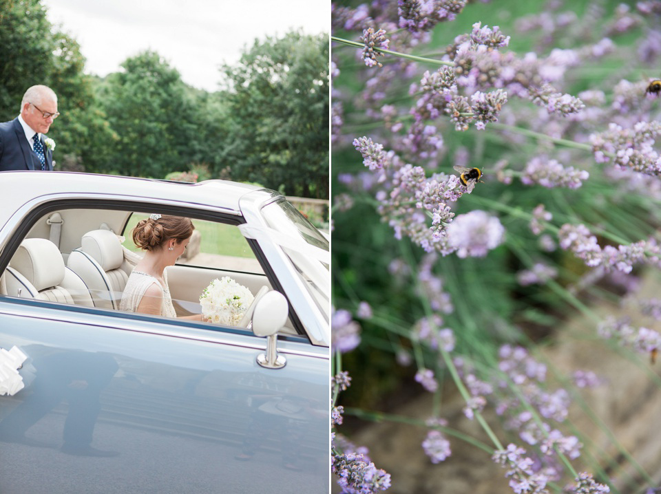 Bride Meg wears Eden by Jenny Packham for her 1920s and Great Gatsby inspired wedding at the Woodlands Hotel in Leeds. Photography by Cat Hepple.