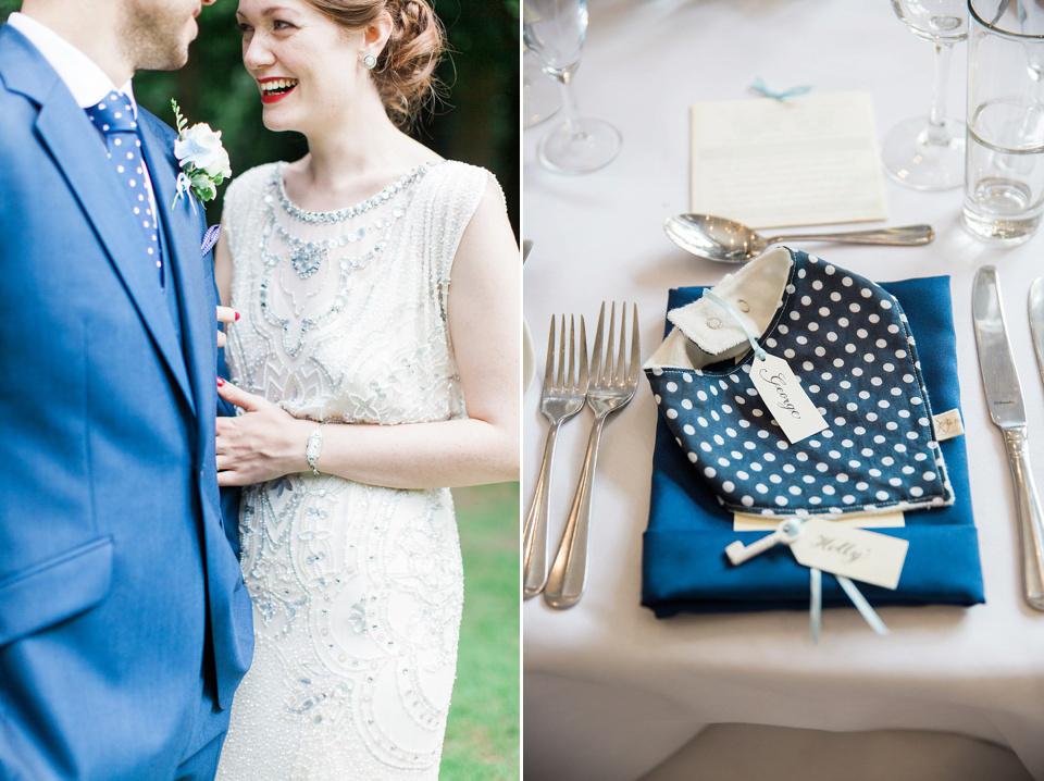 Bride Meg wears Eden by Jenny Packham for her 1920s and Great Gatsby inspired wedding at the Woodlands Hotel in Leeds. Photography by Cat Hepple.