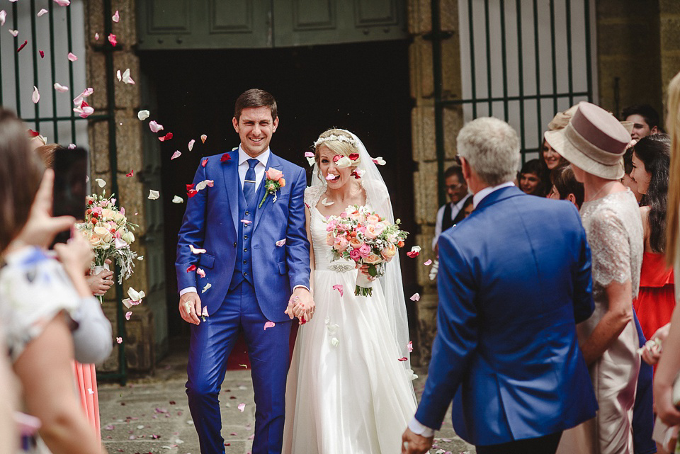  A Suzanne Neville Gown and Pretty, Floral Crown for a Travel Inspired Wedding in Portugal