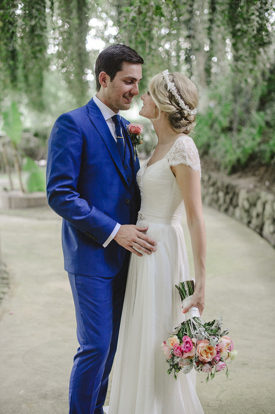  A Suzanne Neville Gown and Pretty, Floral Crown for a Travel Inspired Wedding in Portugal