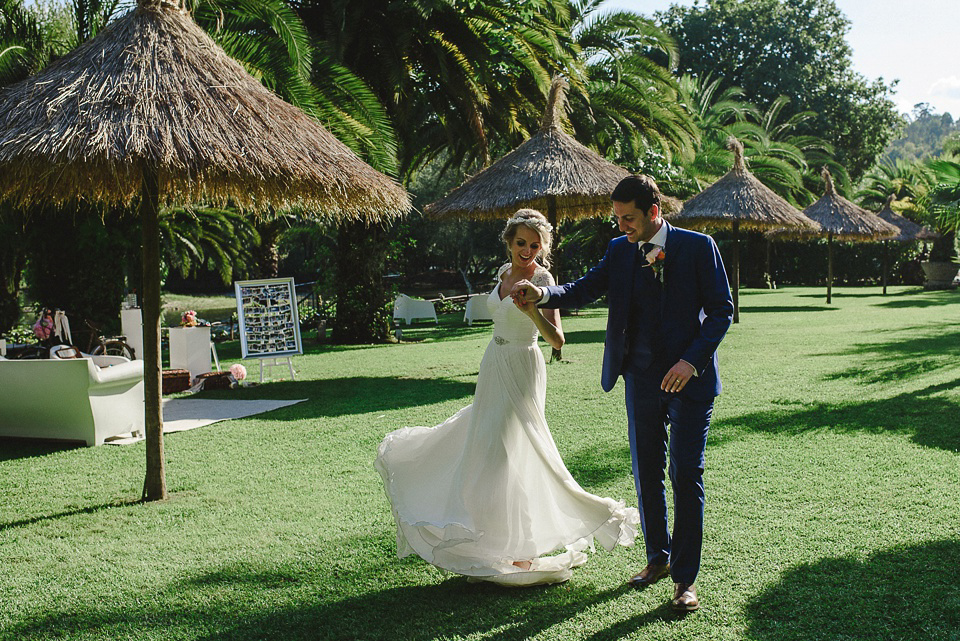  A Suzanne Neville Gown and Pretty, Floral Crown for a Travel Inspired Wedding in Portugal