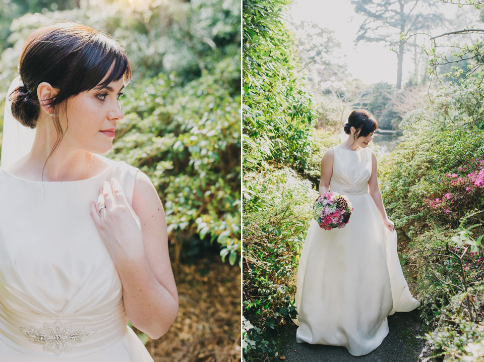 A Pronovias gown for a pastel colour Japanese garden wedding. Images by Peppermint Love Photography