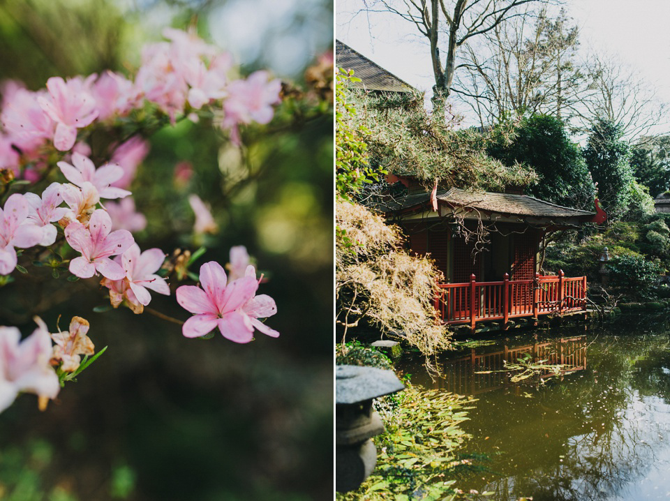 A Pronovias gown for a pastel colour Japanese garden wedding. Images by Peppermint Love Photography