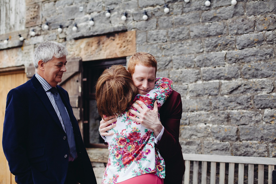 A 1970's Vintage Dress and a Floral Crown for a Book Inspired Farm Wedding. Photography by Lucy Little.