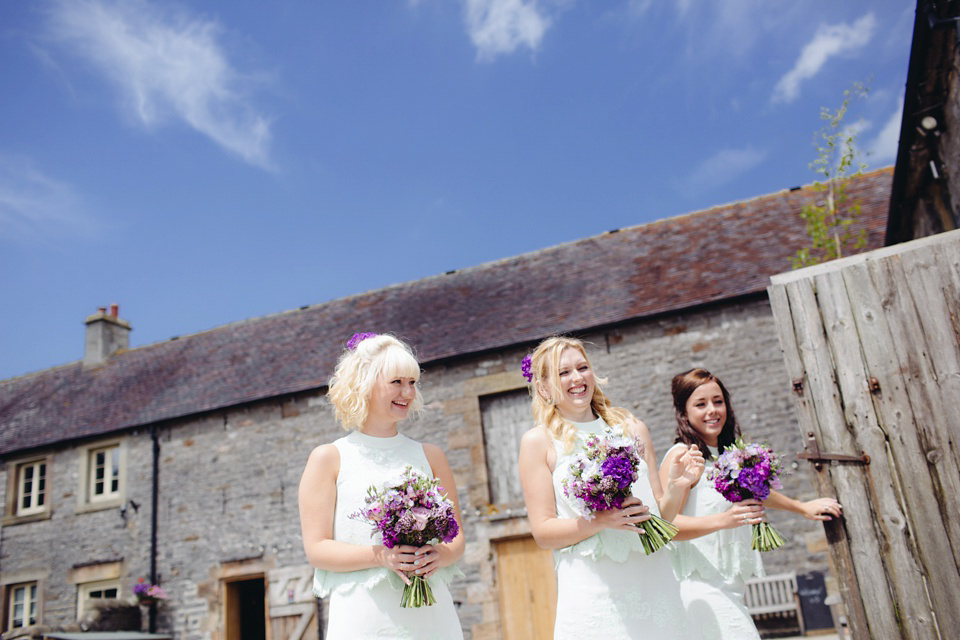 A 1970's Vintage Dress and a Floral Crown for a Book Inspired Farm Wedding. Photography by Lucy Little.