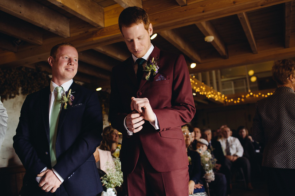 A 1970's Vintage Dress and a Floral Crown for a Book Inspired Farm Wedding. Photography by Lucy Little.