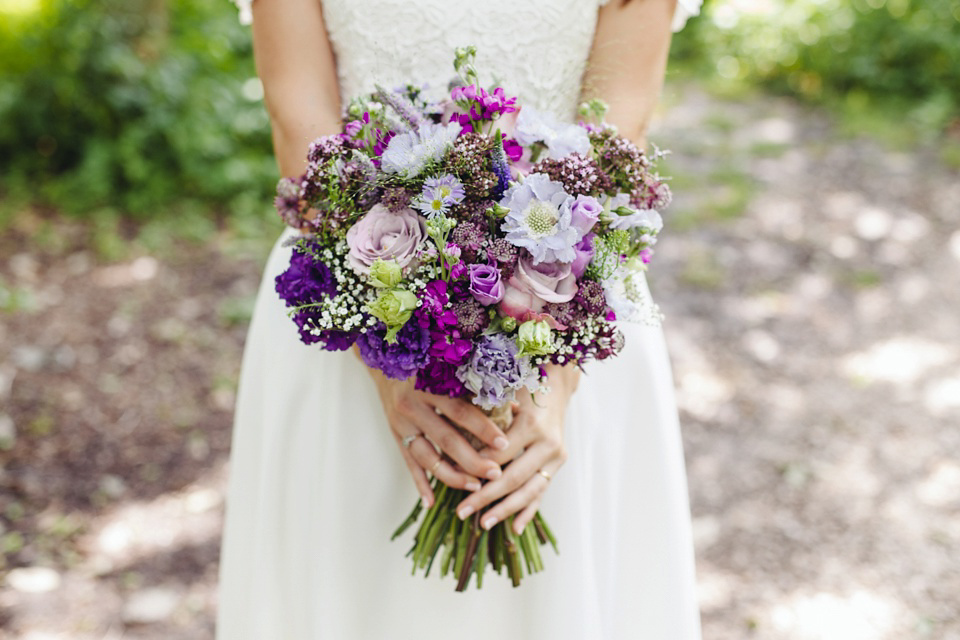 A 1970's Vintage Dress and a Floral Crown for a Book Inspired Farm Wedding. Photography by Lucy Little.