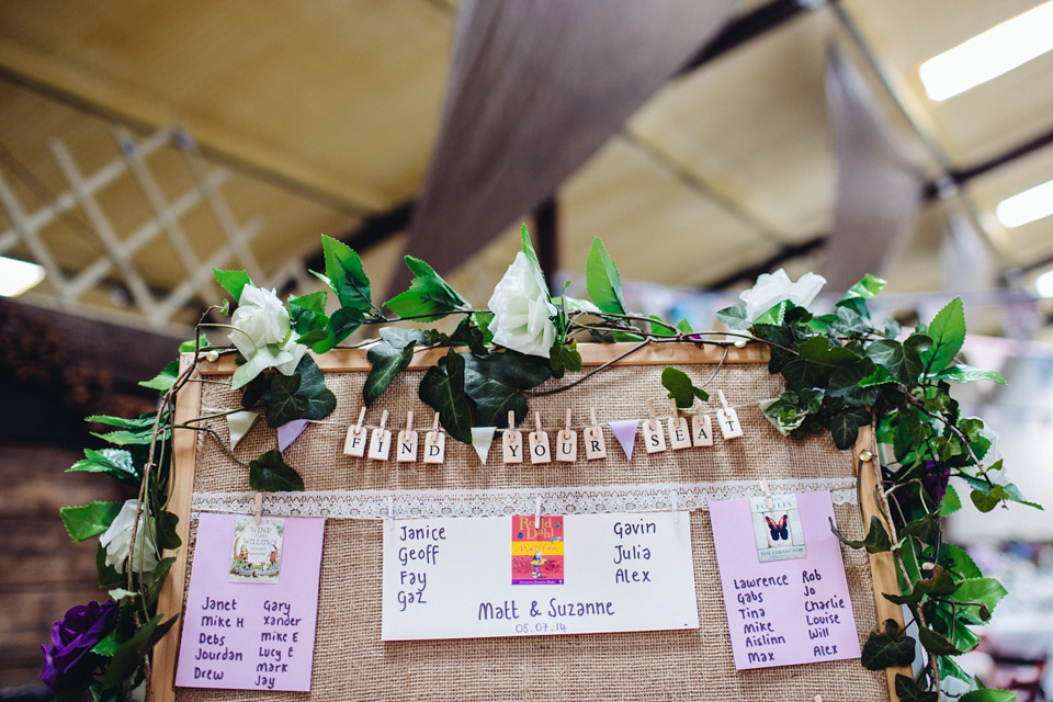 A 1970's Vintage Dress and a Floral Crown for a Book Inspired Farm Wedding. Photography by Lucy Little.