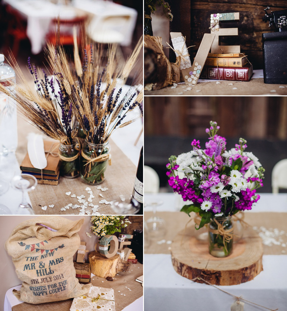 A 1970's Vintage Dress and a Floral Crown for a Book Inspired Farm Wedding. Photography by Lucy Little.