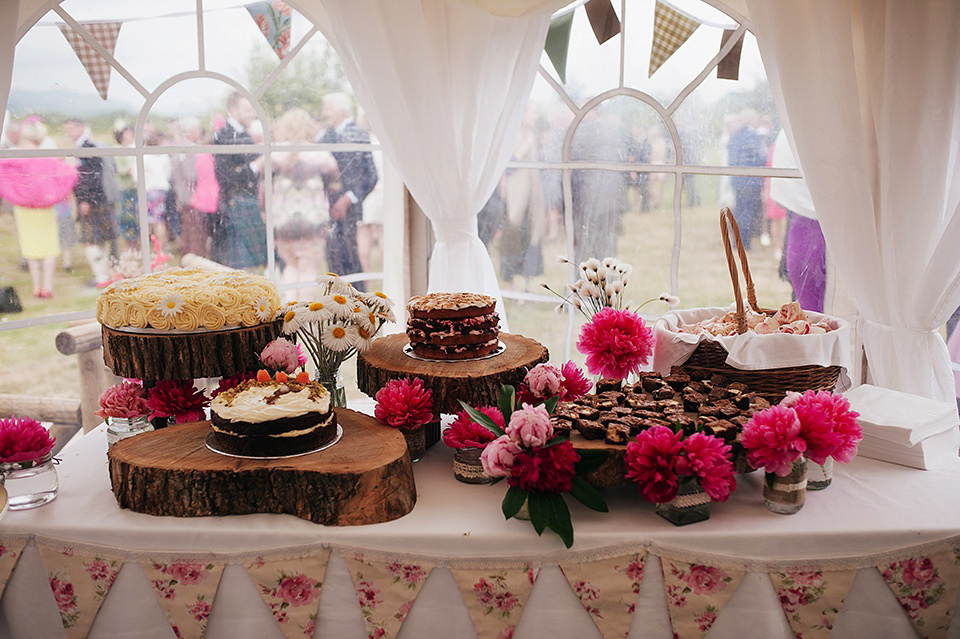 Tartan shoes and a Flowerdog for a Homemade Farm Wedding in Northumberland. Photography by Anna Urban.