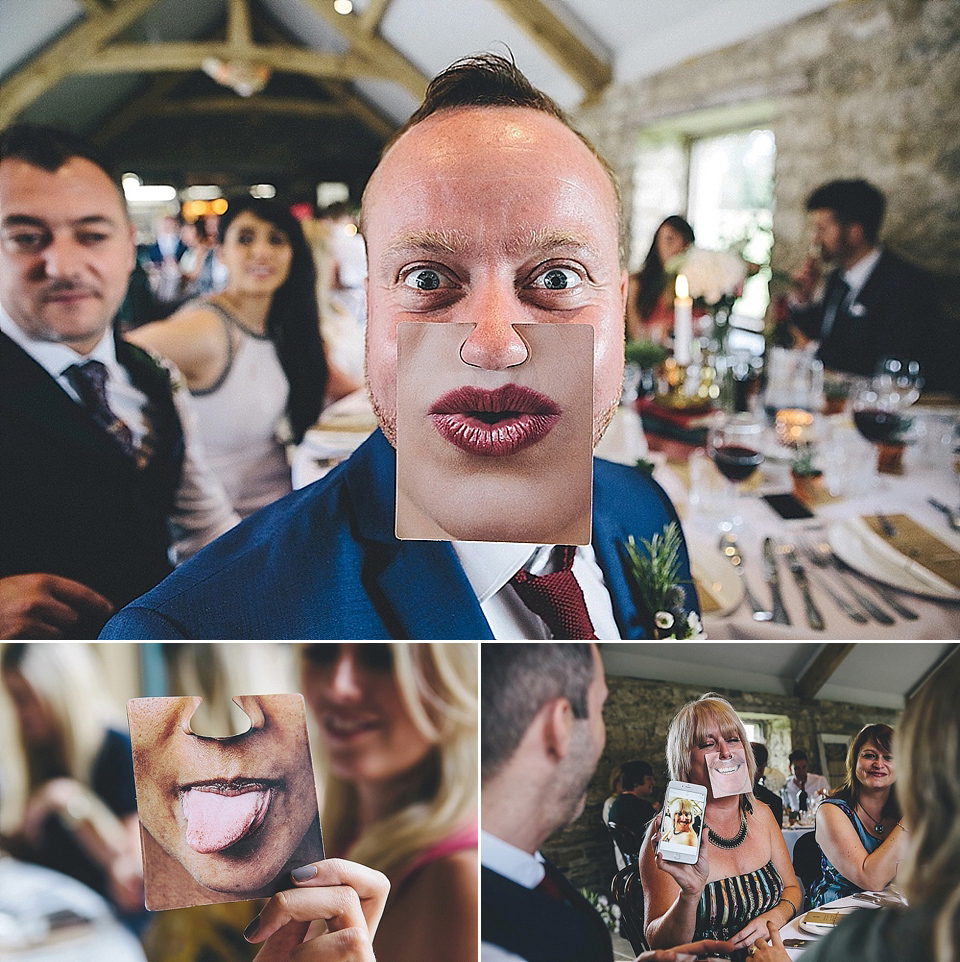 The bride wears Essense of Australia for her rustic wedding at Healey Barn, Northumberland. Photography by The Twins.