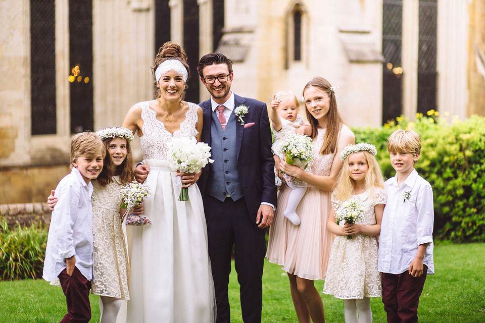 A Rime Arodaky Dress and Lace Headband For A Daisy Inspired Farm Wedding. Bride Daisy found her dress at The Mews of Notting Hill. Photography by Joe Hall.