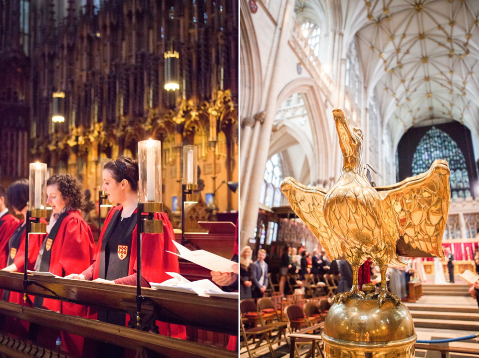 A Blue Hooded Cape for a Winter Military Wedding at York Minster. Photography by Cecelina Photography.