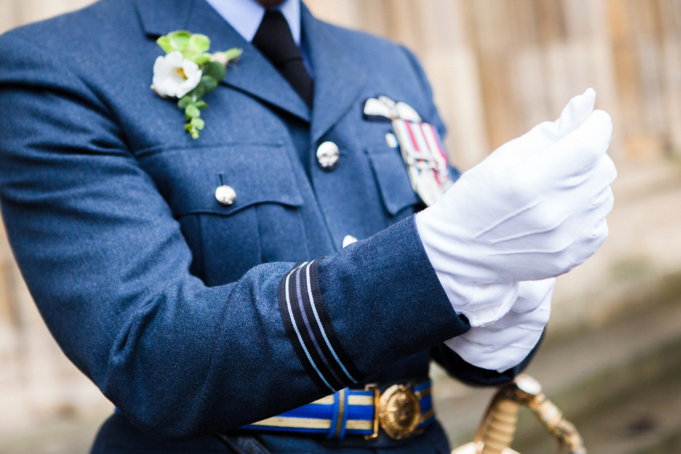 A Blue Hooded Cape for a Winter Military Wedding at York Minster. Photography by Cecelina Photography.