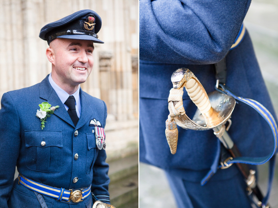 A Blue Hooded Cape for a Winter Military Wedding at York Minster. Photography by Cecelina Photography.