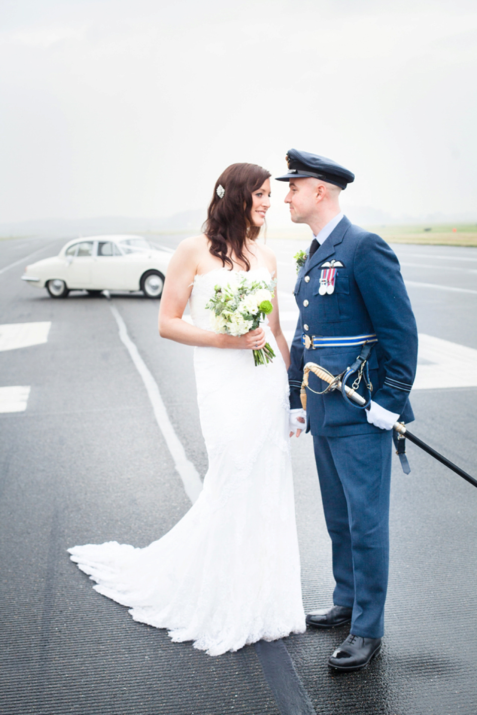 A Blue Hooded Cape for a Winter Military Wedding at York Minster. Photography by Cecelina Photography.