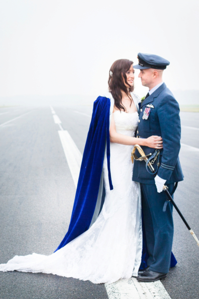 A Blue Hooded Cape for a Winter Military Wedding at York Minster