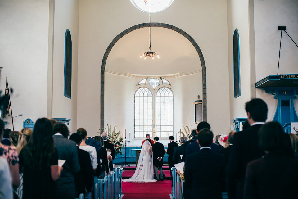 A Pleated Dress for a 1930's Inspired Kitsch and Glamorous City Wedding. Photography by Lisa Devine.