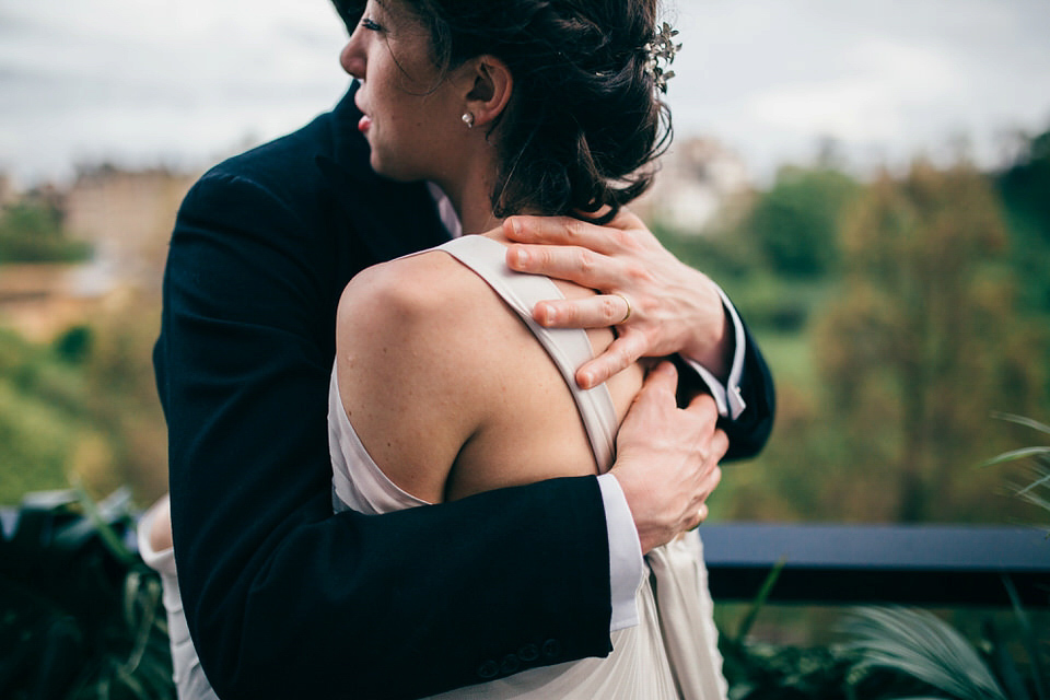 A Pleated Dress for a 1930's Inspired Kitsch and Glamorous City Wedding. Photography by Lisa Devine.