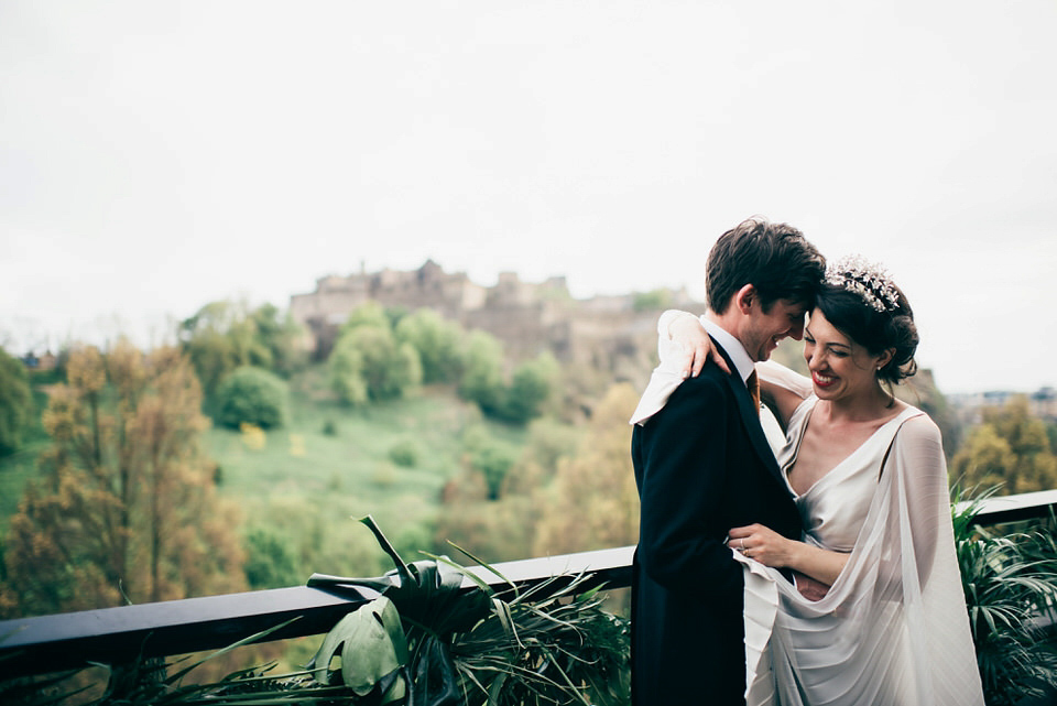 A Pleated Dress for a 1930's Inspired Kitsch and Glamorous City Wedding. Photography by Lisa Devine.