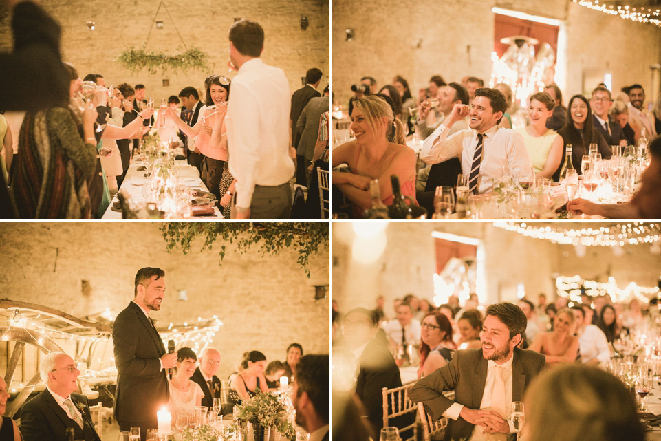 An elegant English countryside barn wedding in Oxfordshire. Photography by Tom Ravenshear. The bride wears a dress by designer Sienna Von Hildemar