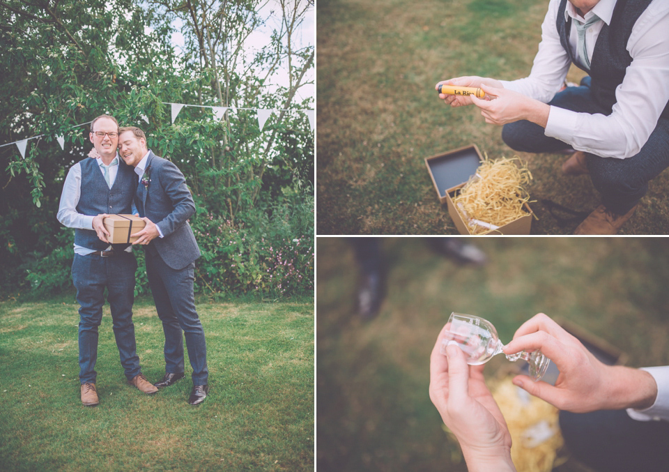 Bride Jo wears a Claire Pettibone gown and vintage tiara for her colourful, homespun and humanist wedding celebration. Photography by Naomi Jane Photography.