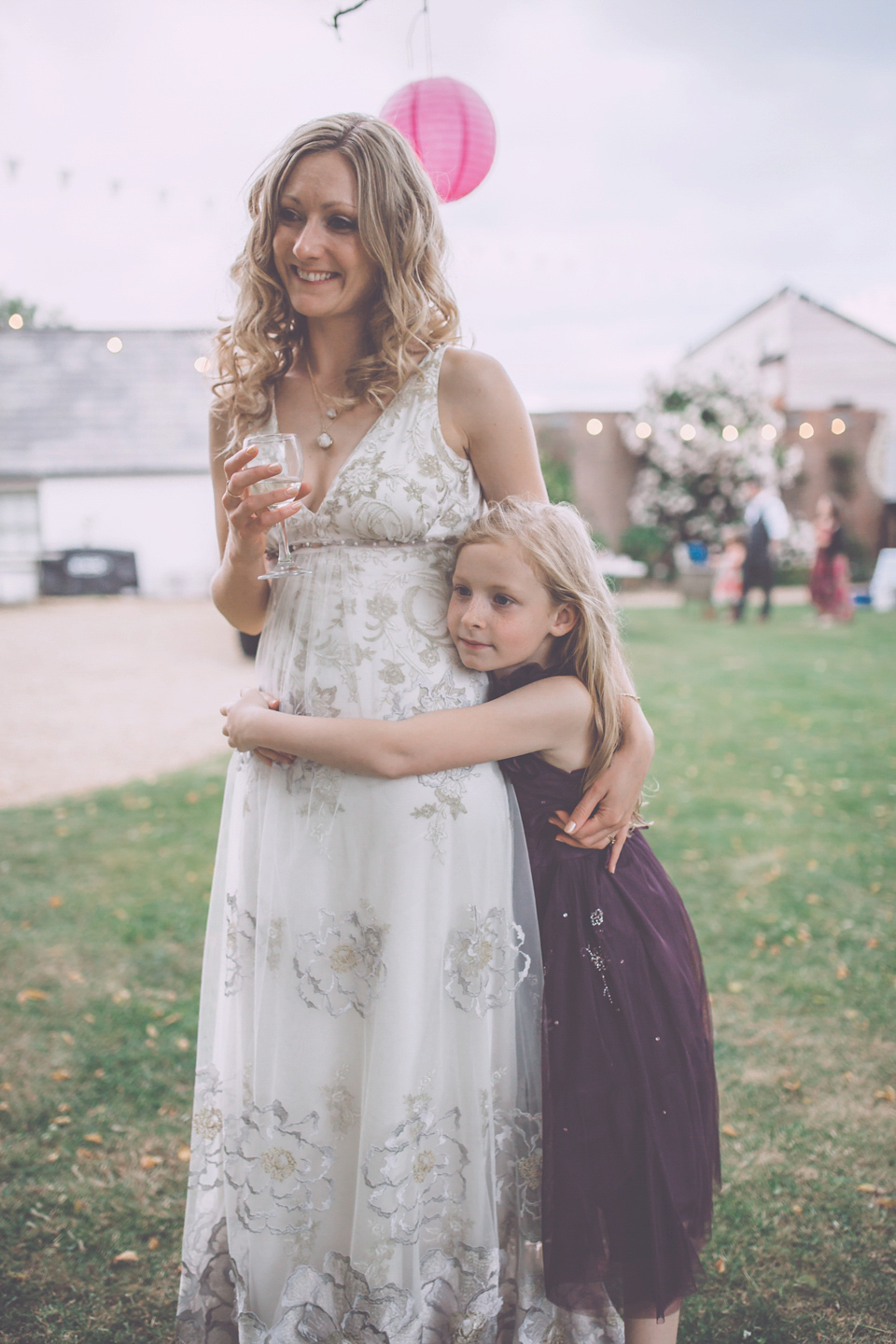 Bride Jo wears a Claire Pettibone gown and vintage tiara for her colourful, homespun and humanist wedding celebration. Photography by Naomi Jane Photography.