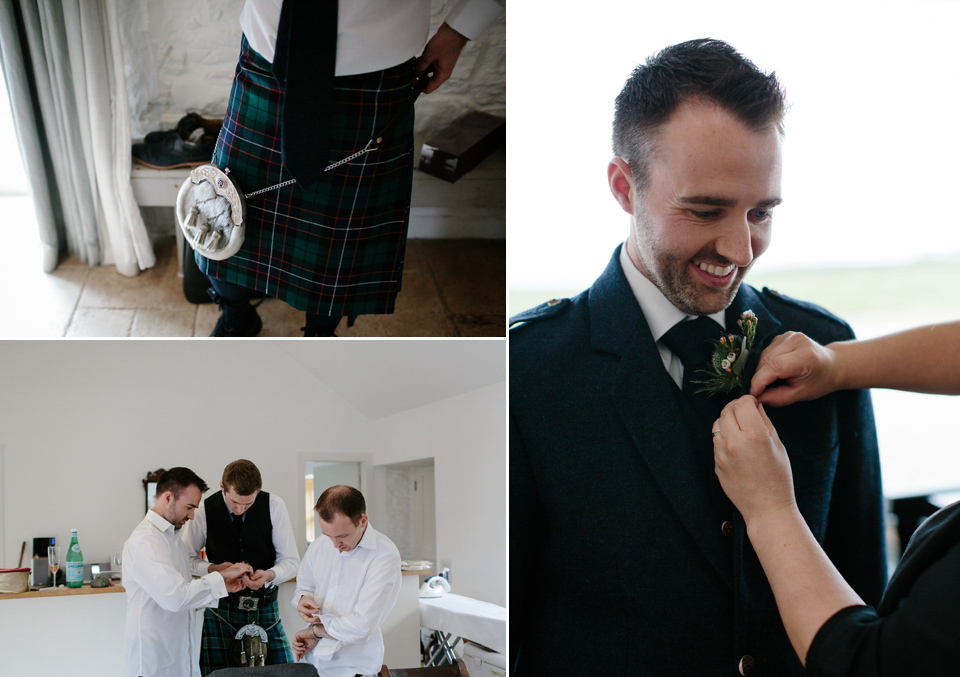 Lauren wears an original vintage 1940s wedding dress and veil for her elegant and colourful wedding at Crear in Scotland. Photography by Caro Weiss.